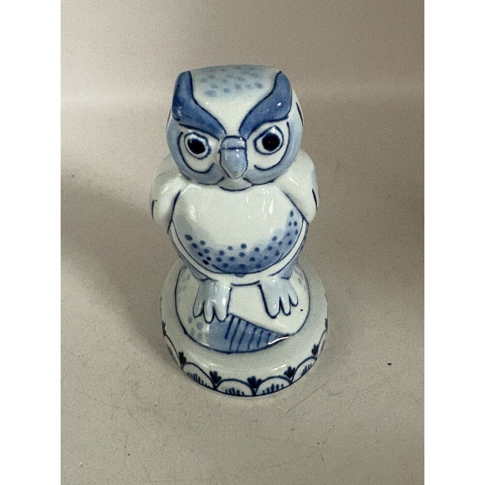 Royal Delft Blue And White Owl Figurine